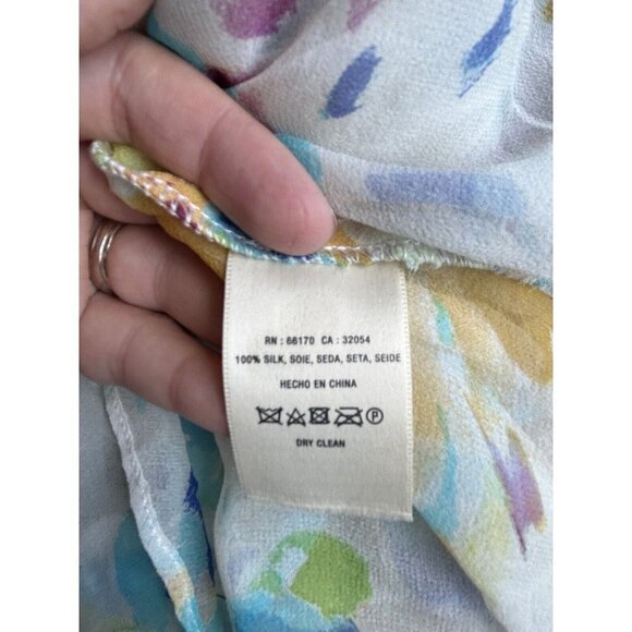 Anthropologie Maeve Silk Chiffon Cold Shoulder Watercolor Top Size Small - Picture 9 of 10
